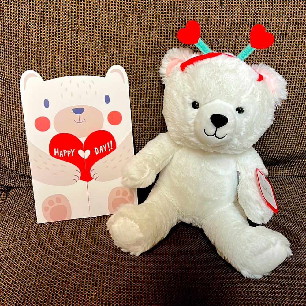 Hallmark Valentine’s Day White Bear Plushie + Heart Day Card